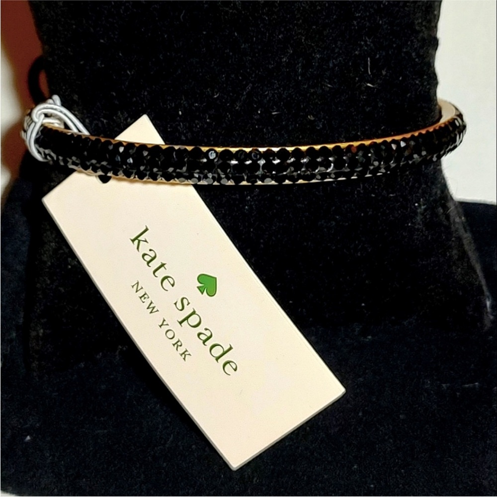 Kate Spade NWT “Razzle Dazzle” Bangle Bracelet Black Cubic Zirconia Gold